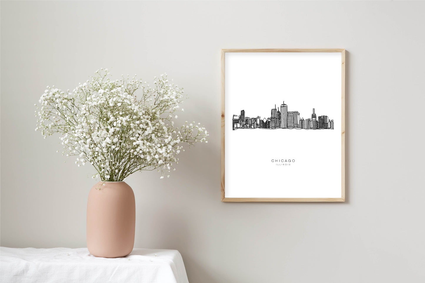 16x20 Chicago Single-Line Poster | Unframed