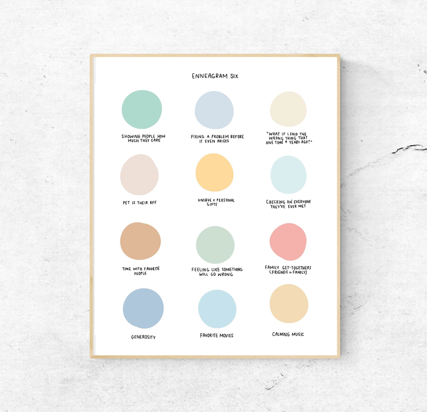 Enneagram 6 Color Dots | 8x10 Unframed