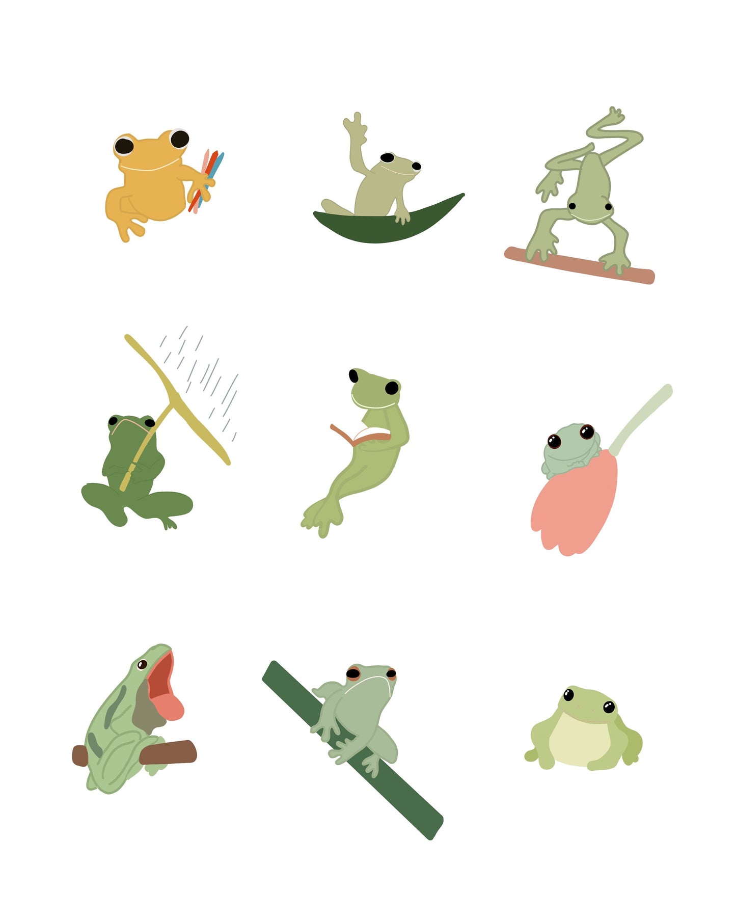 Frogs Doing Things Print (UNFRAMED)