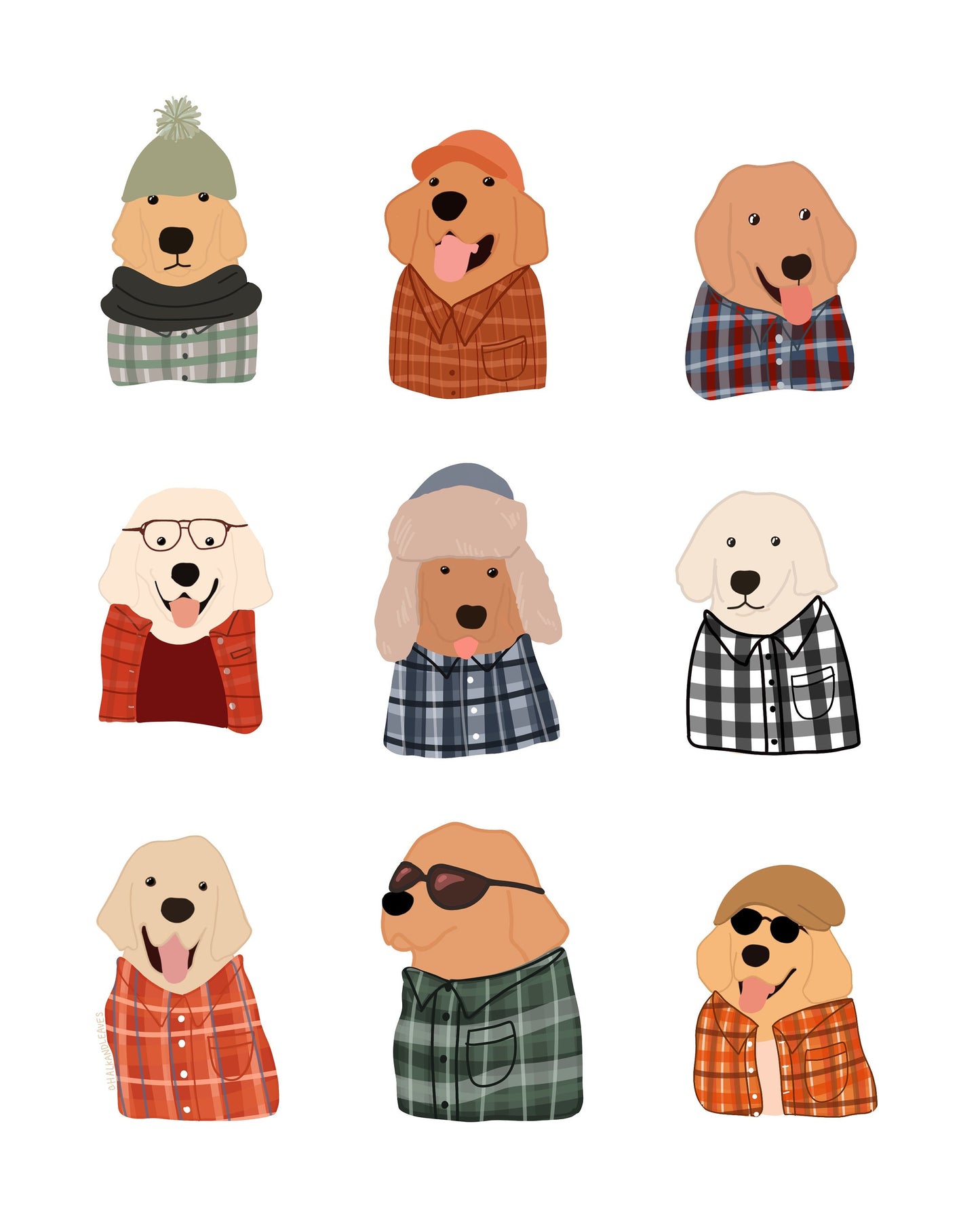 8x10 Goldens in Flannels Print