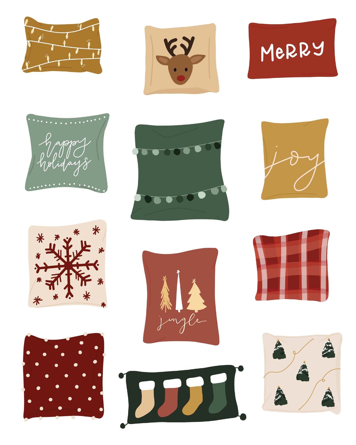 8x10 Christmas Pillows - Unframed