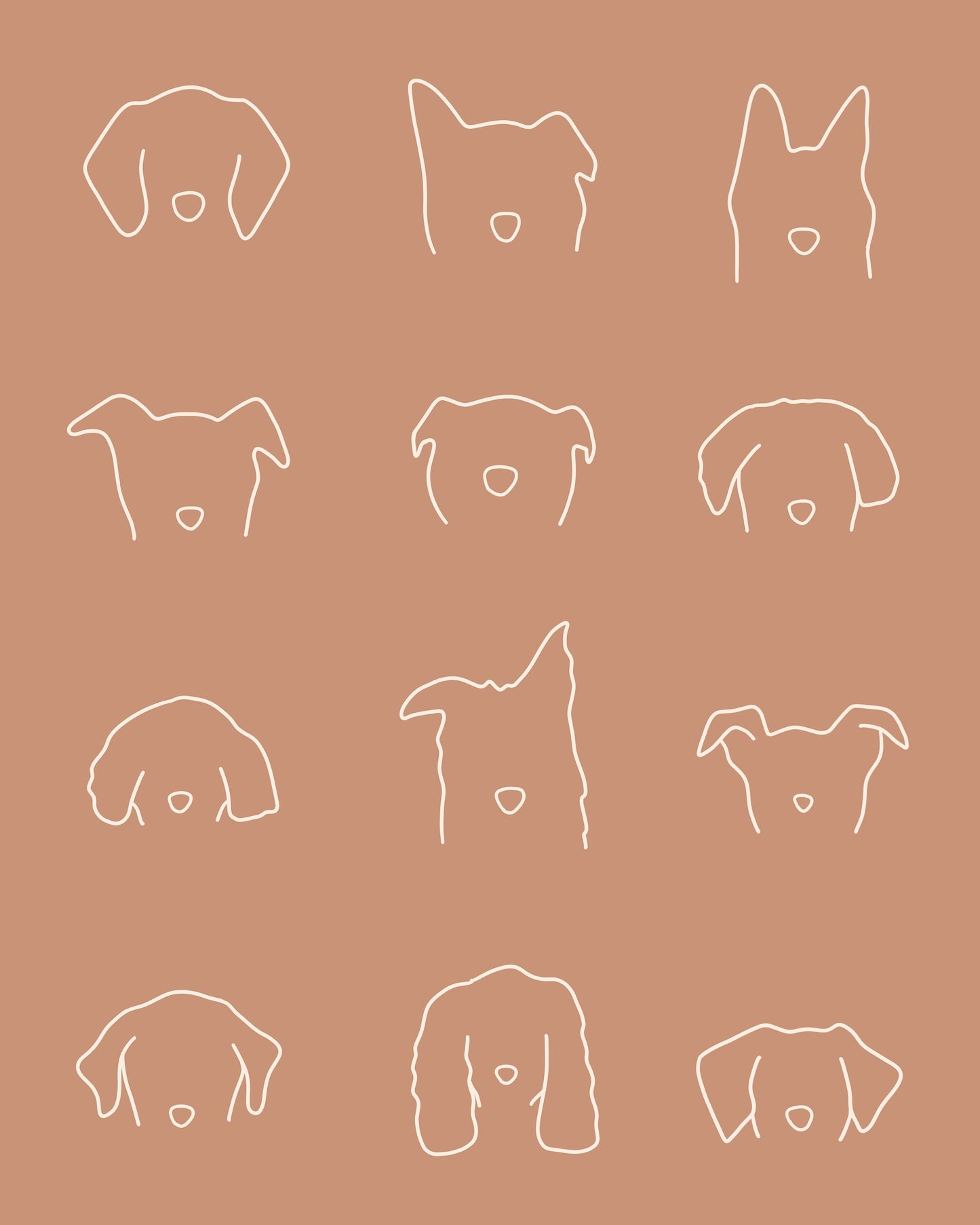 8x10 Dog Outlines - Unframed