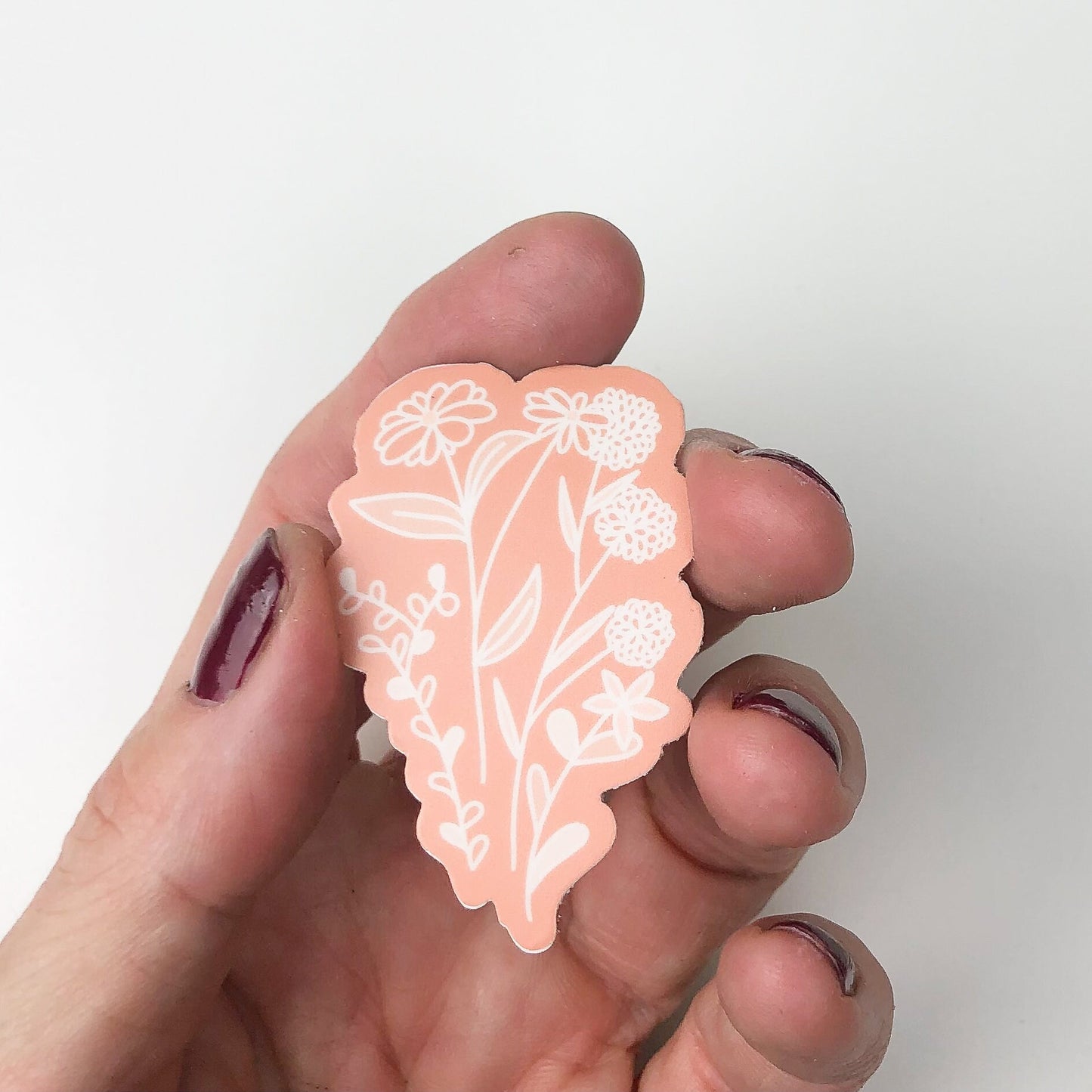 White Flower Sticker // White Wildflowers on Peach Background // positivity sticker