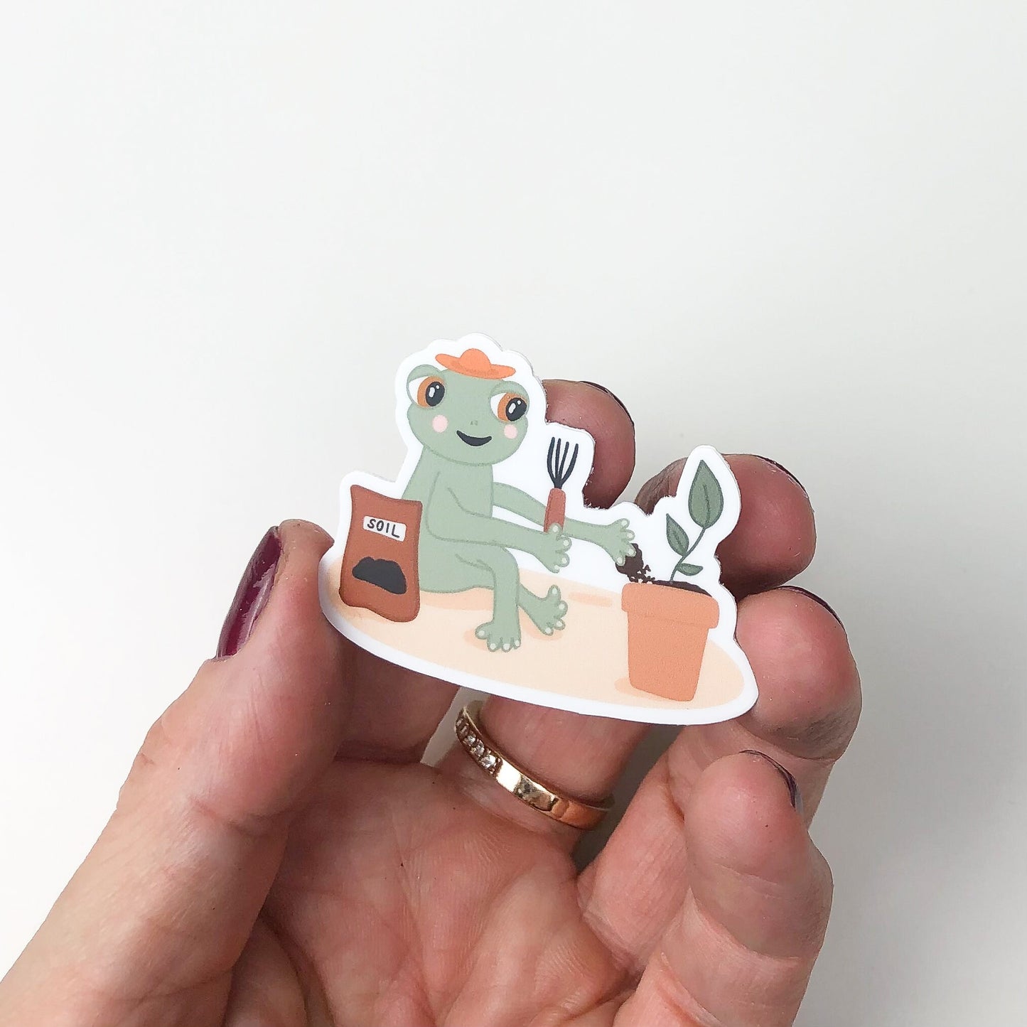 Frog Planting// Frog Sticker // positivity sticker