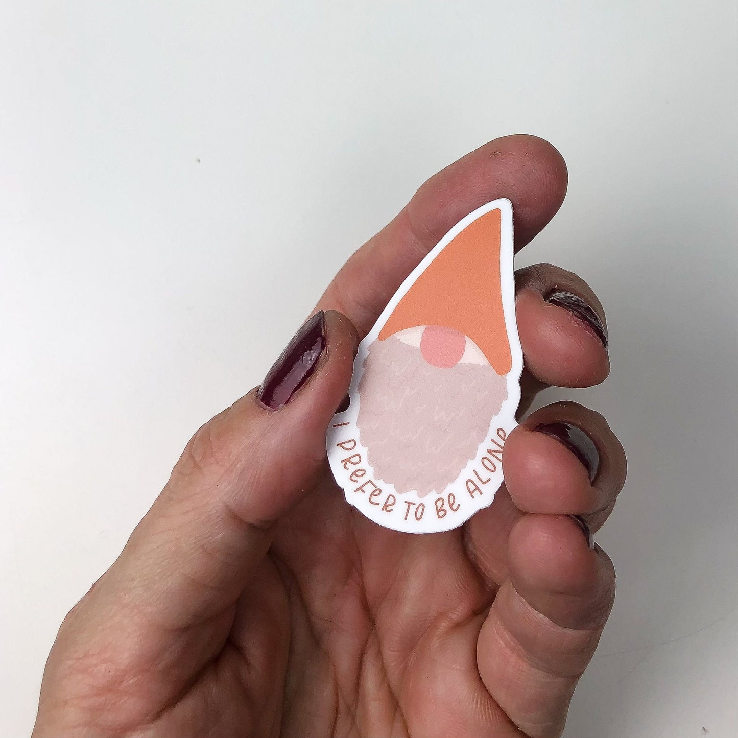 I Prefer To Be Alone // "I prefer to be alone" Gnome Sticker // funny gnome sticker