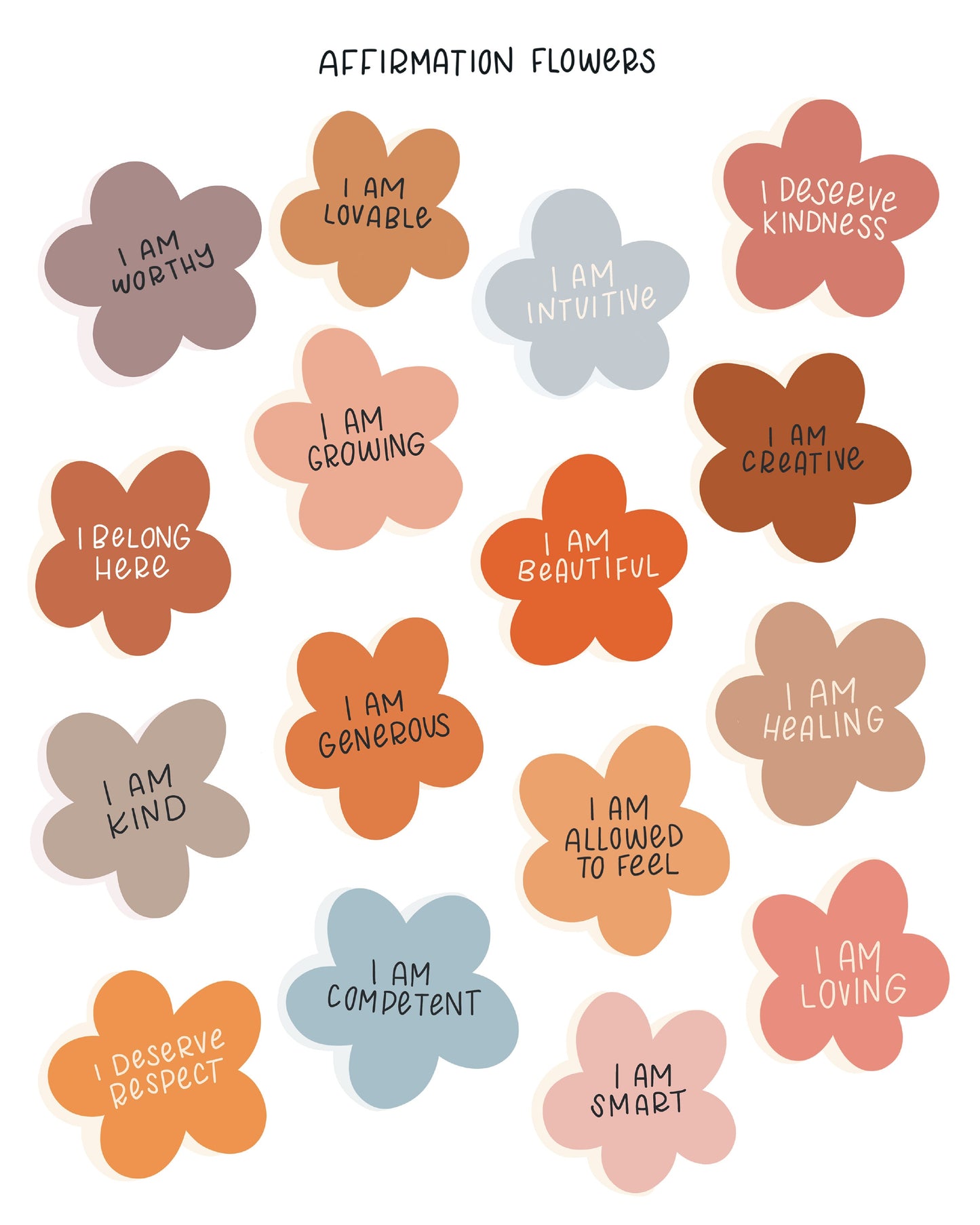 8x10 Affirmation Flowers (Red/Orange/pink) - Unframed