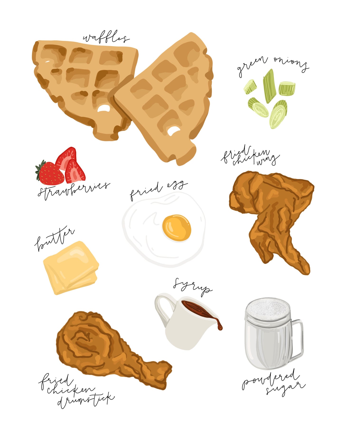 CHICKEN & WAFFLES Illustration Print | 8x10 - Unframed