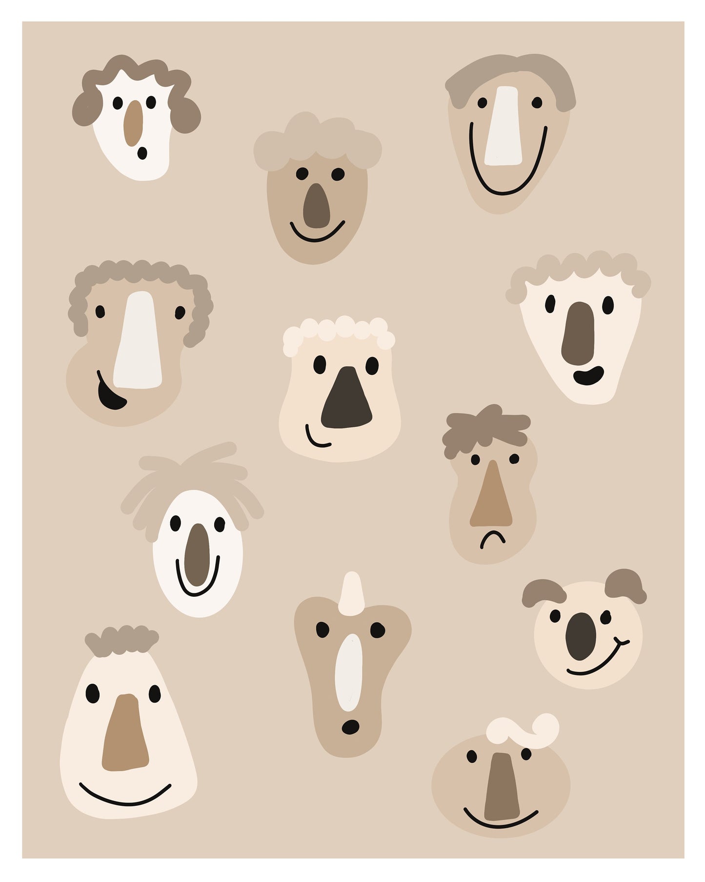FUNNY FACES | Nursery Decor | Print 8x10 - Unframed