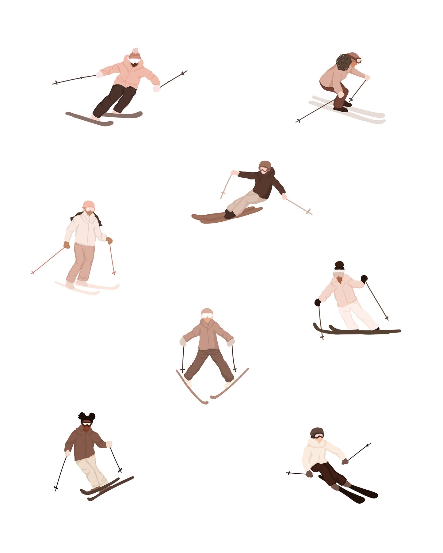 TINY SKIER Brown | Print 8x10 - Unframed