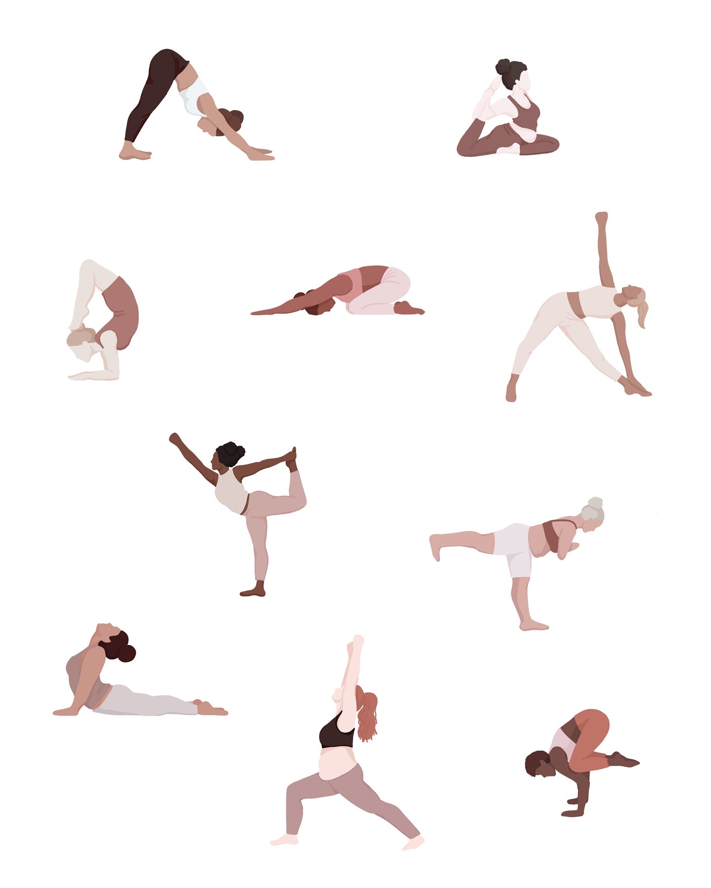 TINY YOGIS Illustration Muted | Print 8x10 - Unframed