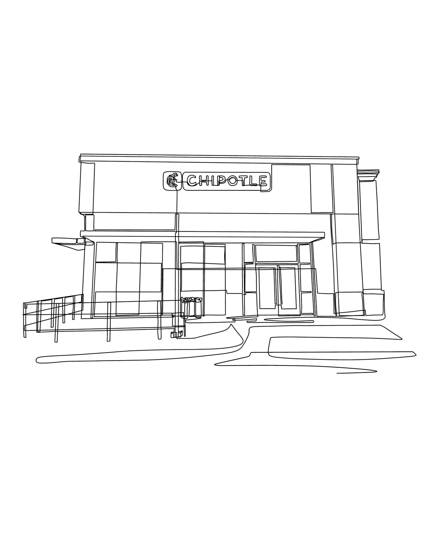 CHIPOTLE 8x10 Single Line Art Print // Black and White // Unframed