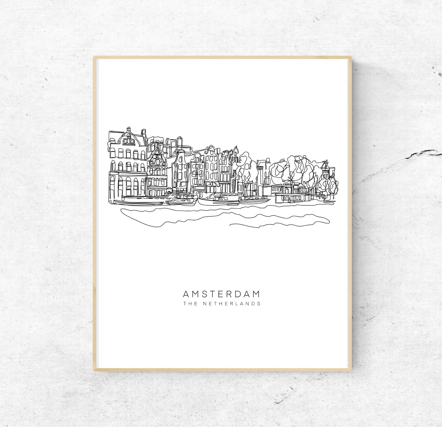 AMSTERDAM 8x10 Single Line Art Print // Black and White // Unframed