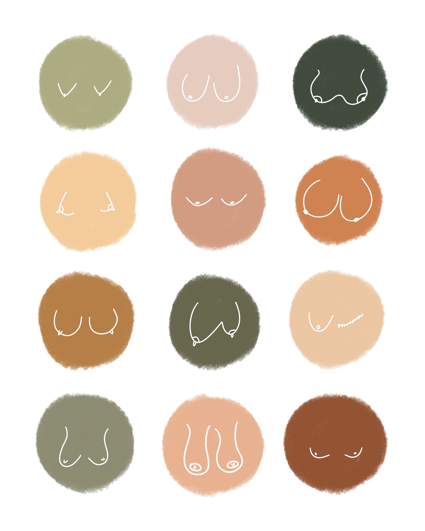 Mixed Boobies 2 | Olive Green/Brown | Print 8x10 - Unframed