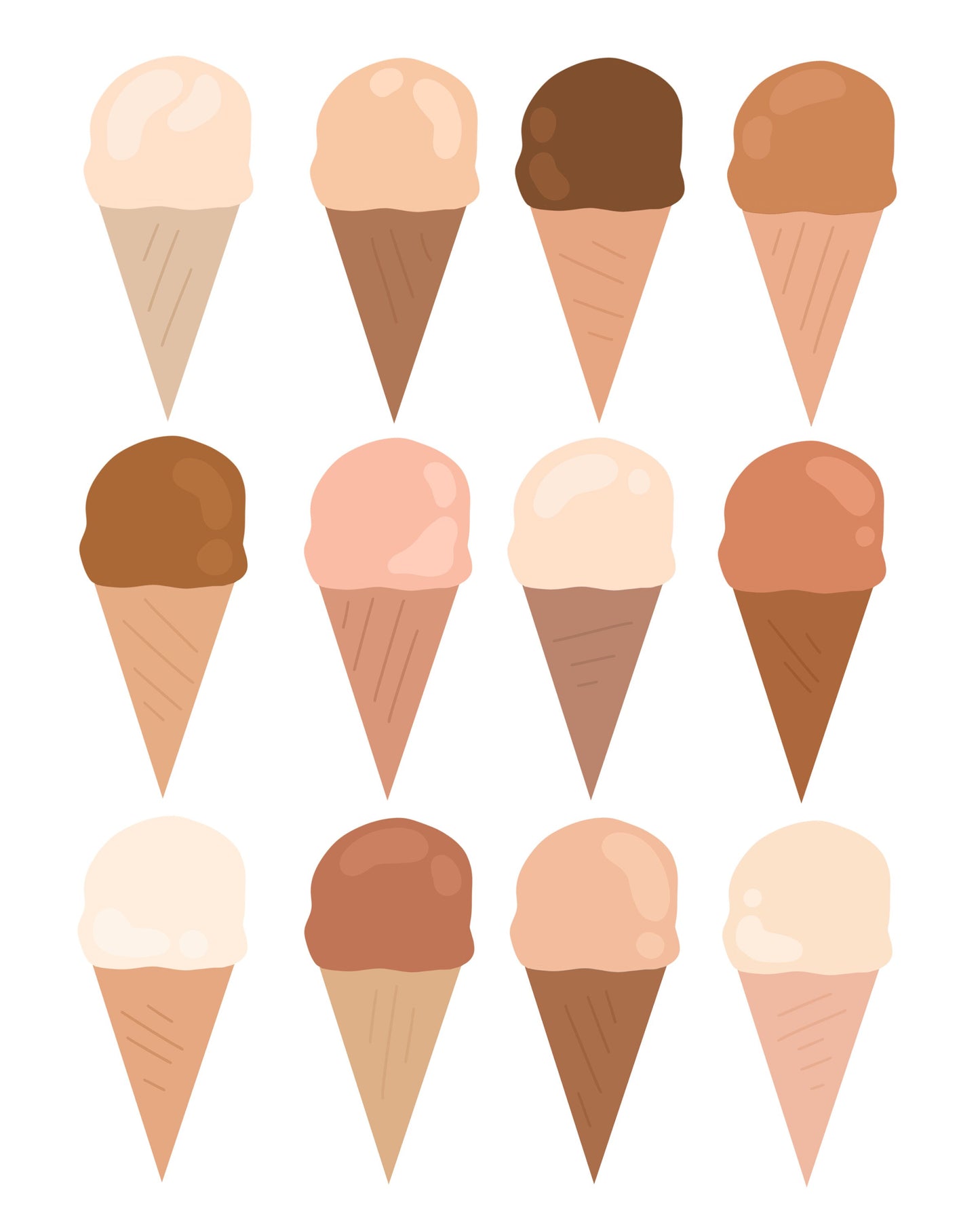 ICE CREAM CONES Peach Print | 8x10 - Unframed | Illustration