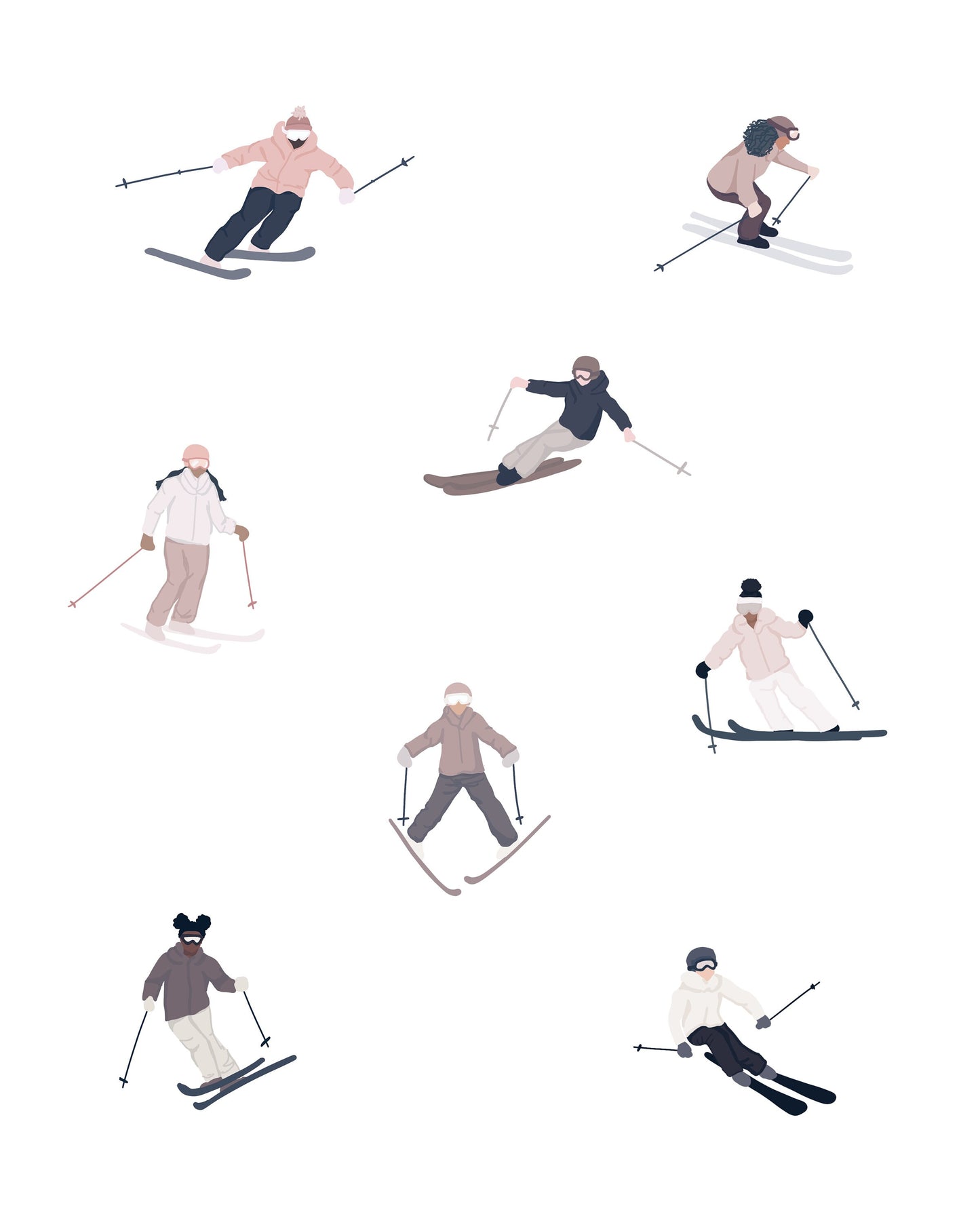 TINY SKIER Grayish/Purple | Print 8x10 - Unframed