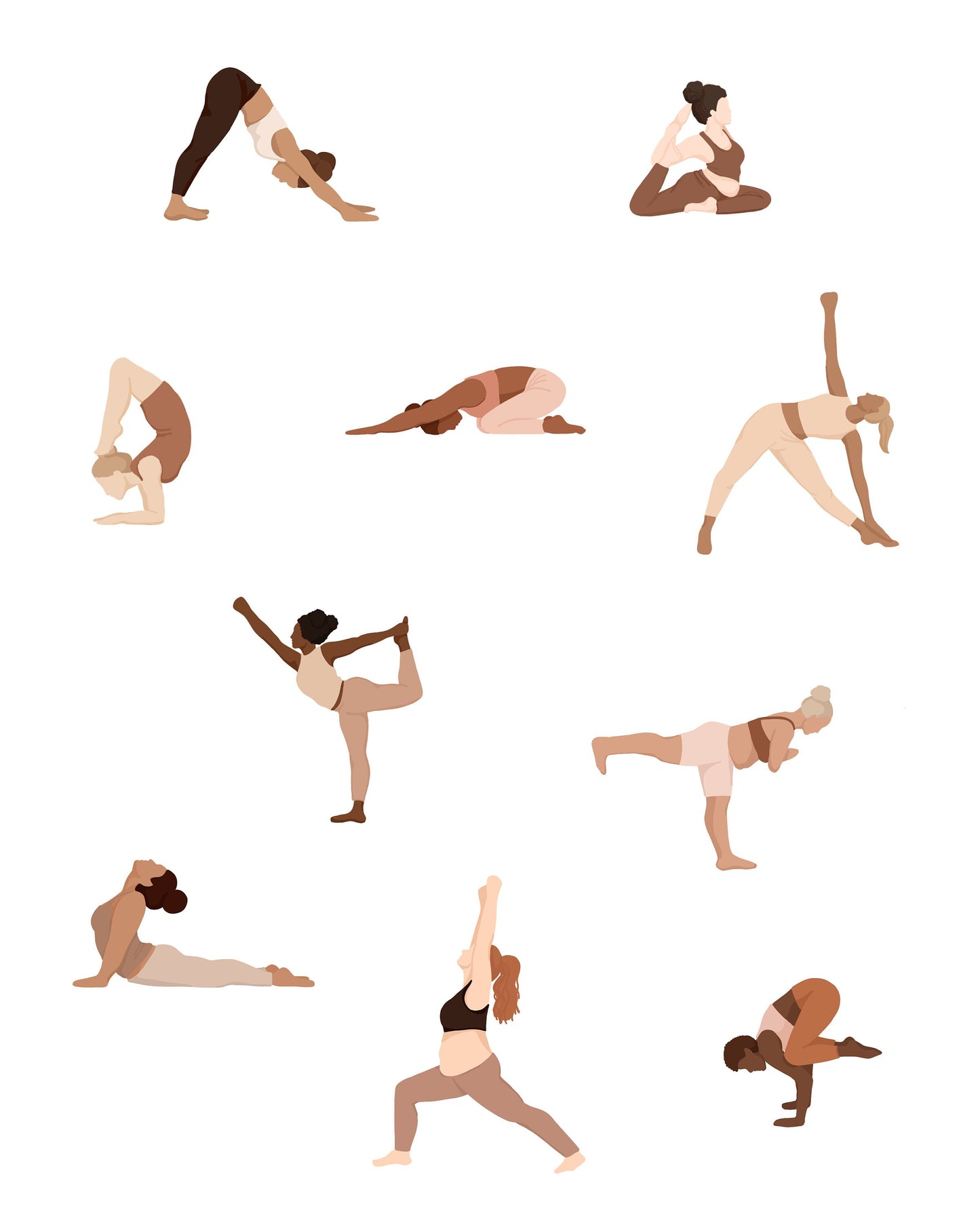 TINY YOGIS Illustration Neutral | Print 8x10 - Unframed