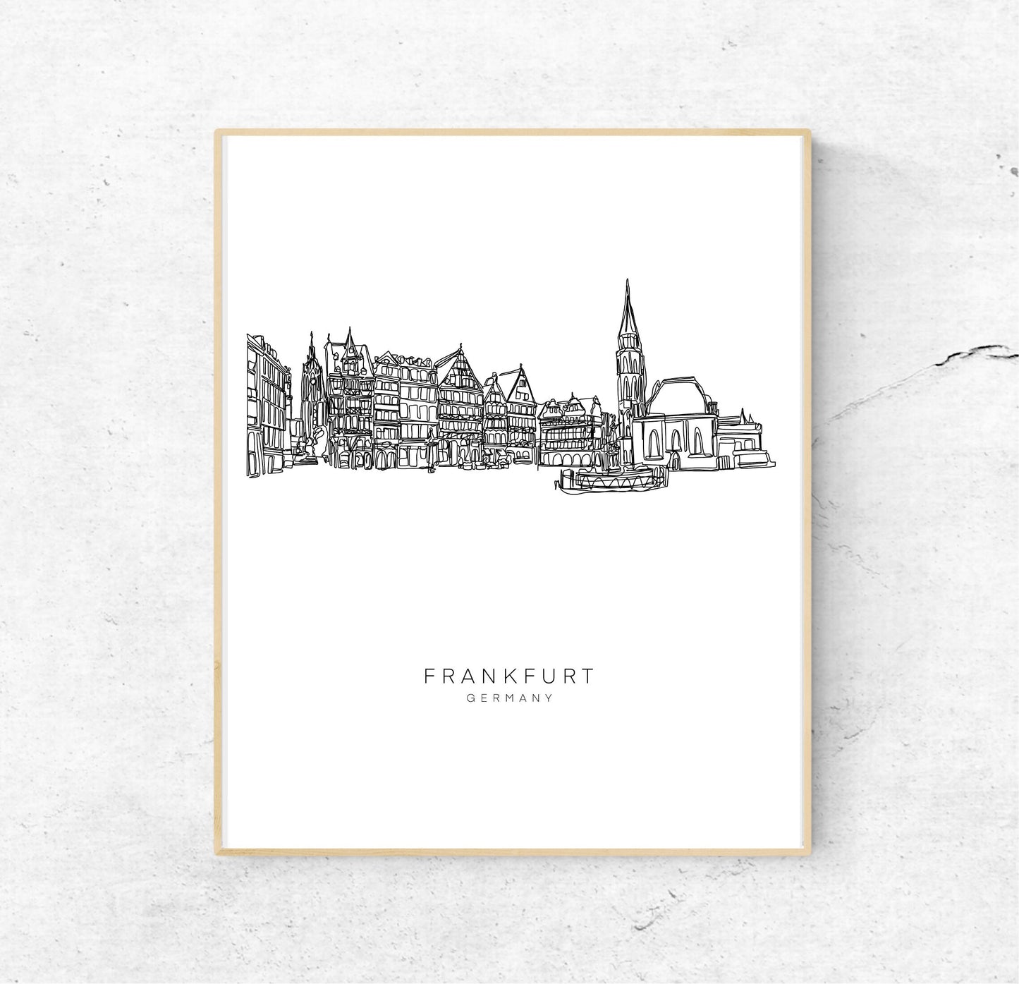 FRANKFURT Germany Illustration 8x10 Single Line Art Print // Black and White // Unframed