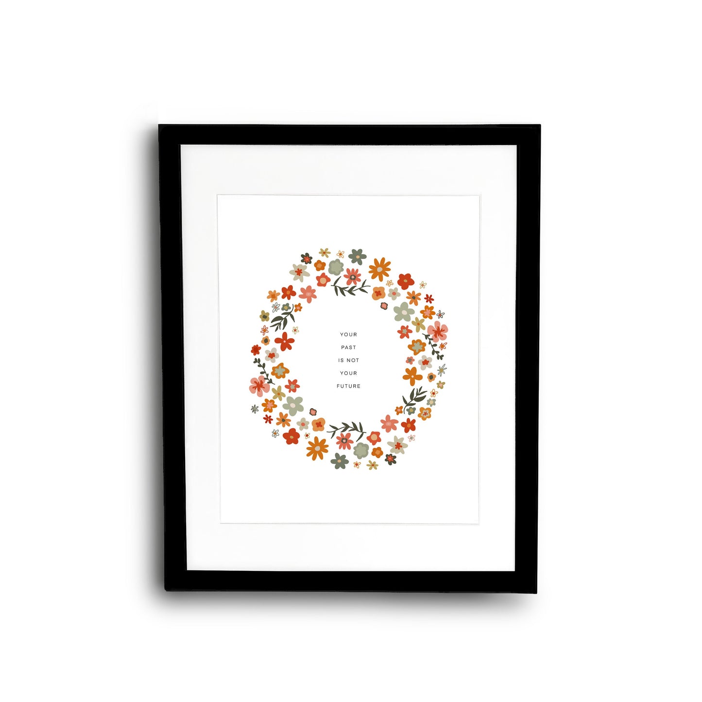 Your Past Is Not Your Future Flower Wreath || Inspirational || Quote Art || Inspirational Quote ||| 8x10 Print Unframed