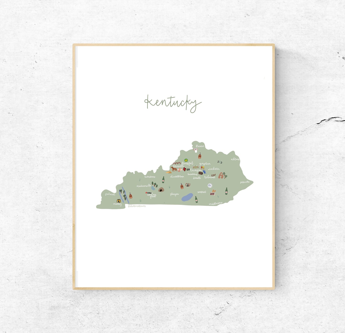 Kentucky Illustrated Map Hand-Drawn (Unframed)
