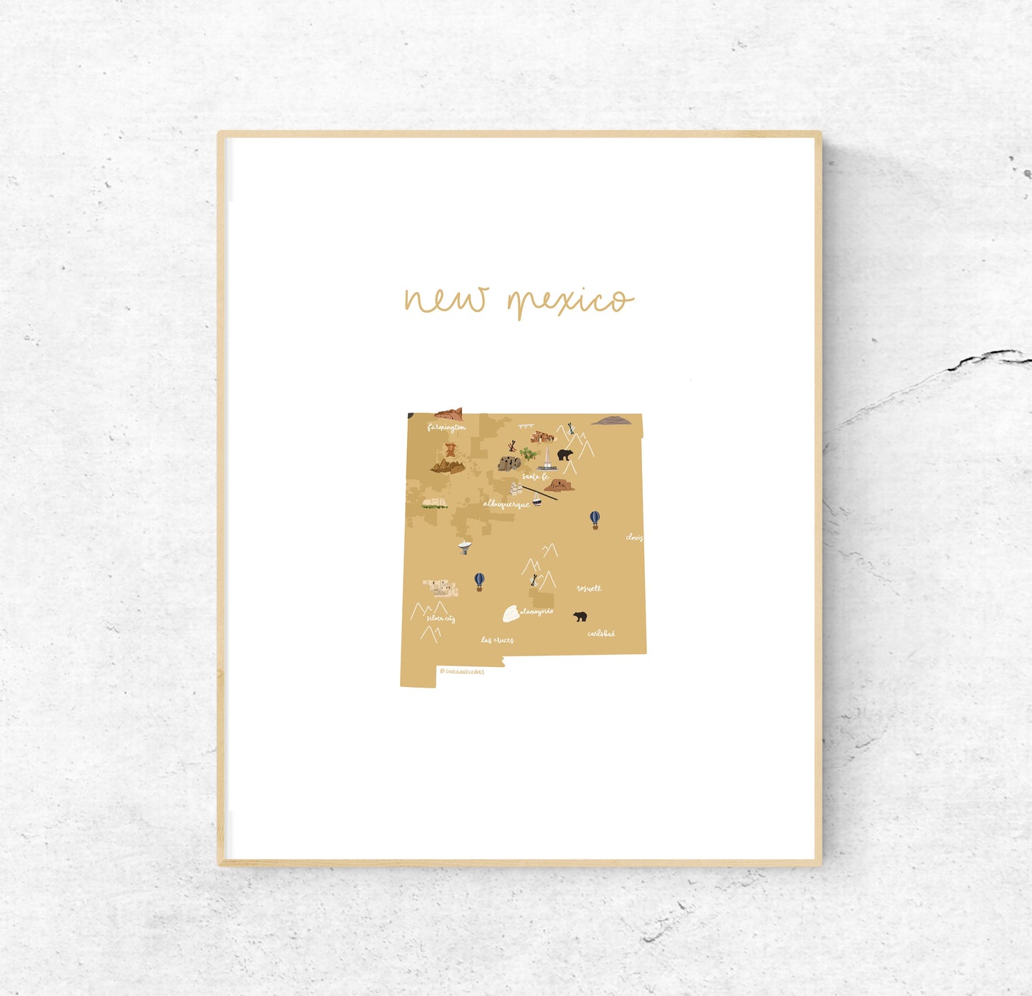 New Mexico Illustrated Map Hand-Drawn (Unframed)