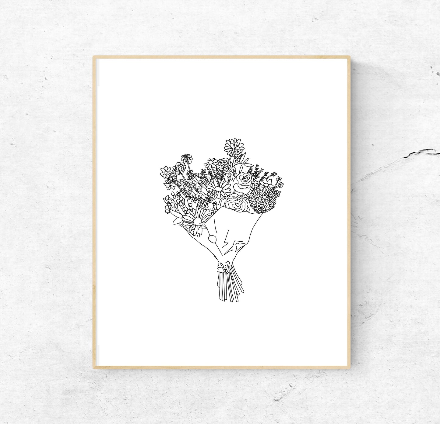 PACK OF 3 | Flower Line Art Prints | Three 8x10 Prints | Bouquet Line Art | Black and white flowers print