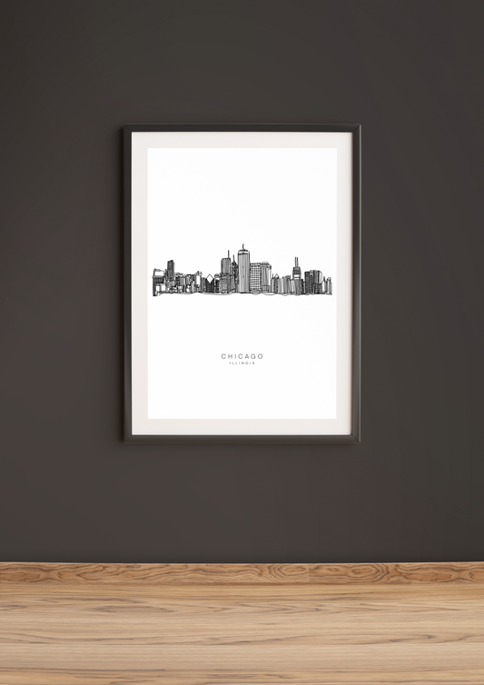 18x24 Chicago Single-Line Poster | Unframed