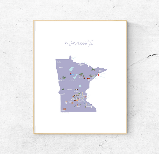 Minnesota Illustrated Map | 8x10 Unframed