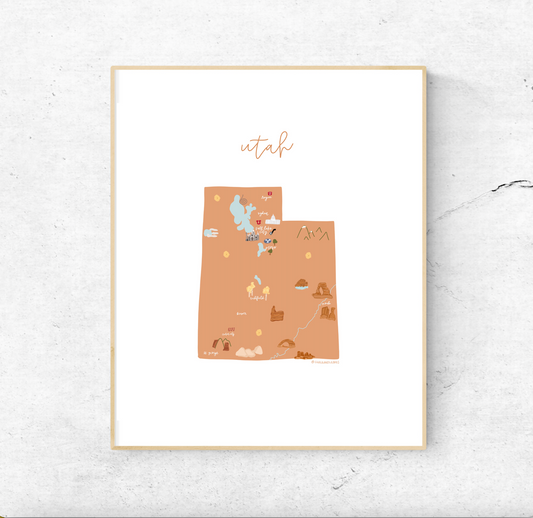 Utah Illustrated Map | 8x10 Unframed