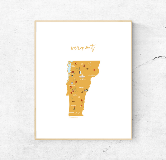Vermont Illustrated Map | 8x10 Unframed