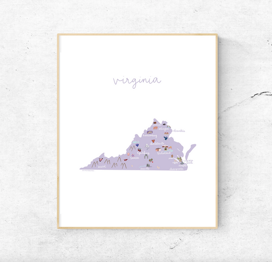 Virginia Illustrated Map | 8x10 Unframed