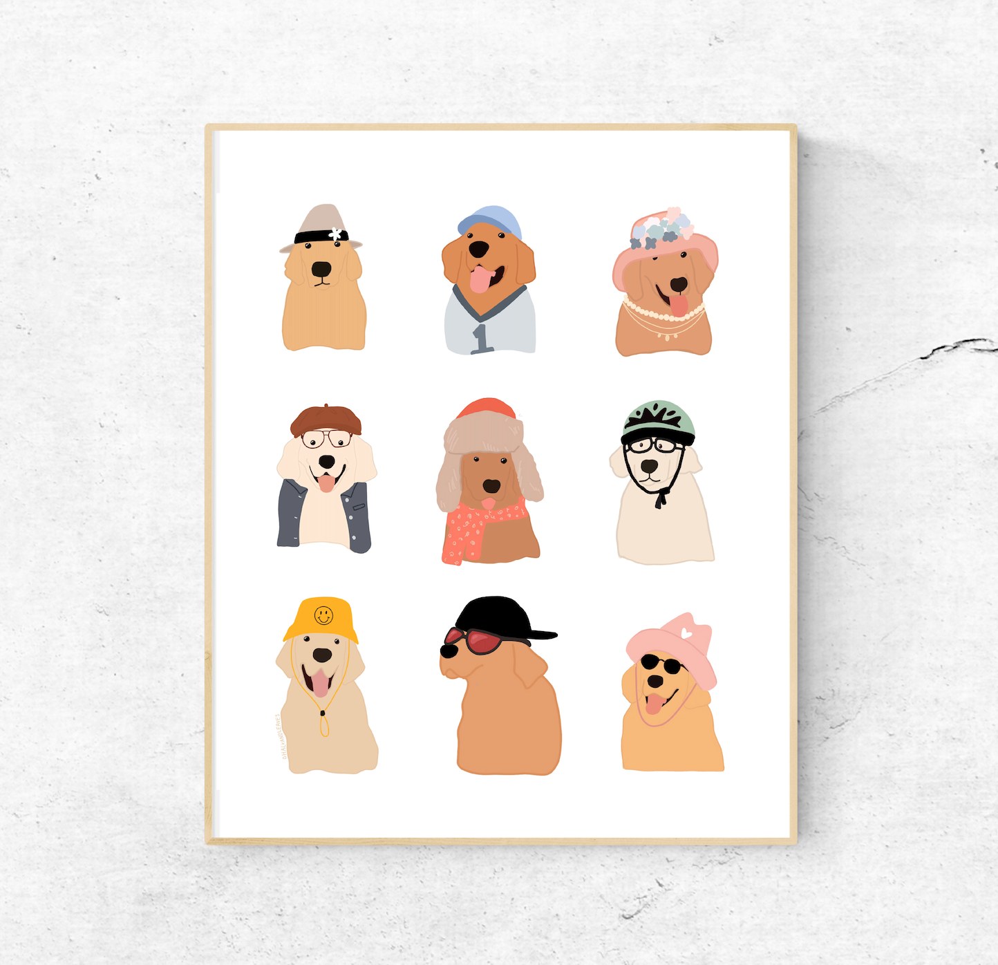 Goldens in Hats | 8x10 Unframed