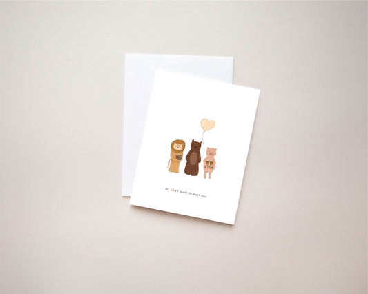 Can't Wait to Meet You Animals New Baby Card | 4.25x5.5 Folded