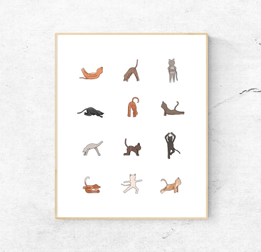 Cats Doing Yoga Print | 8x10 Unframed