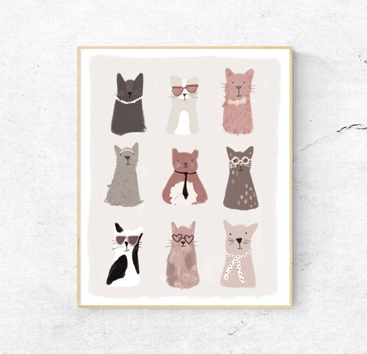 Cats with Accessories | 8x10 Print Unframed
