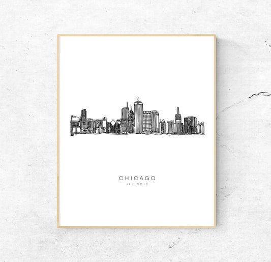 Chicago Single-Line Print | 8x10 Unframed