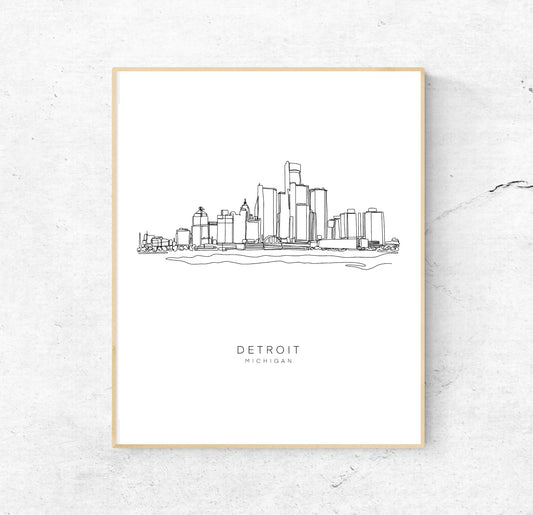 Detroit MI Single Line | 8x10 Unframed