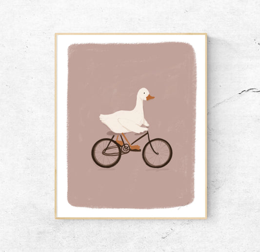 Goose on a Bike | 8x10 Print Unframed