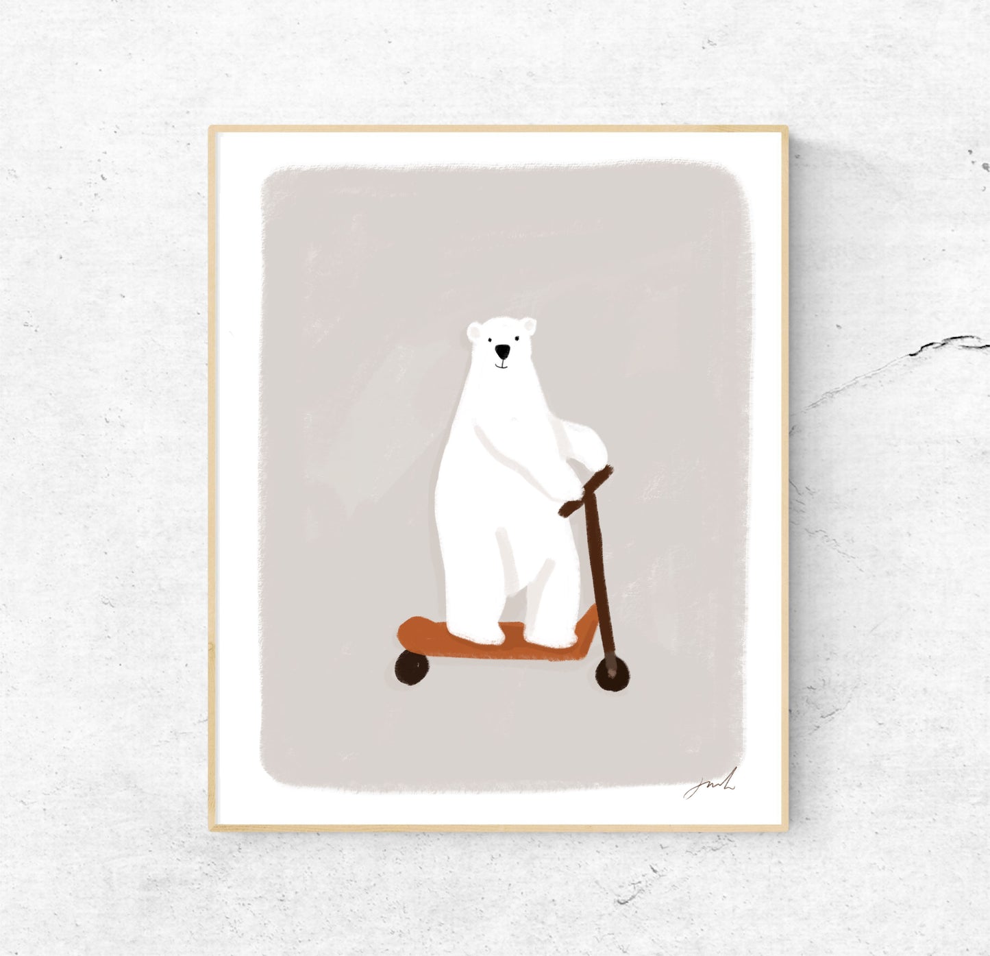 Polar Bear on a Scooter | 8x10 Print Unframed