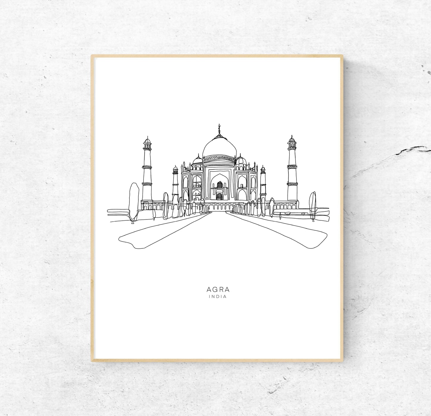 Agra/Taj Mahal Single Line | 8x10 Unframed