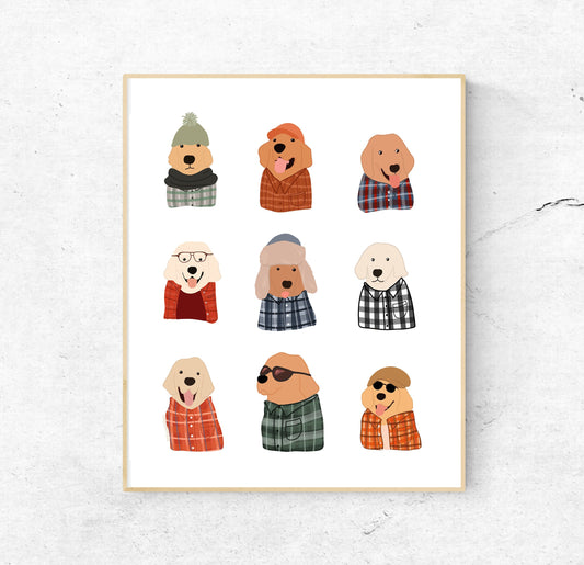 8x10 Goldens in Flannels Print