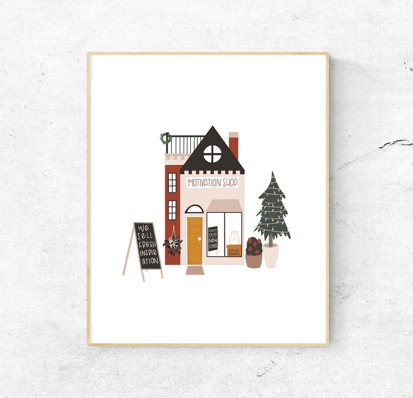 Motivation House (UNFRAMED) // cute house illustration