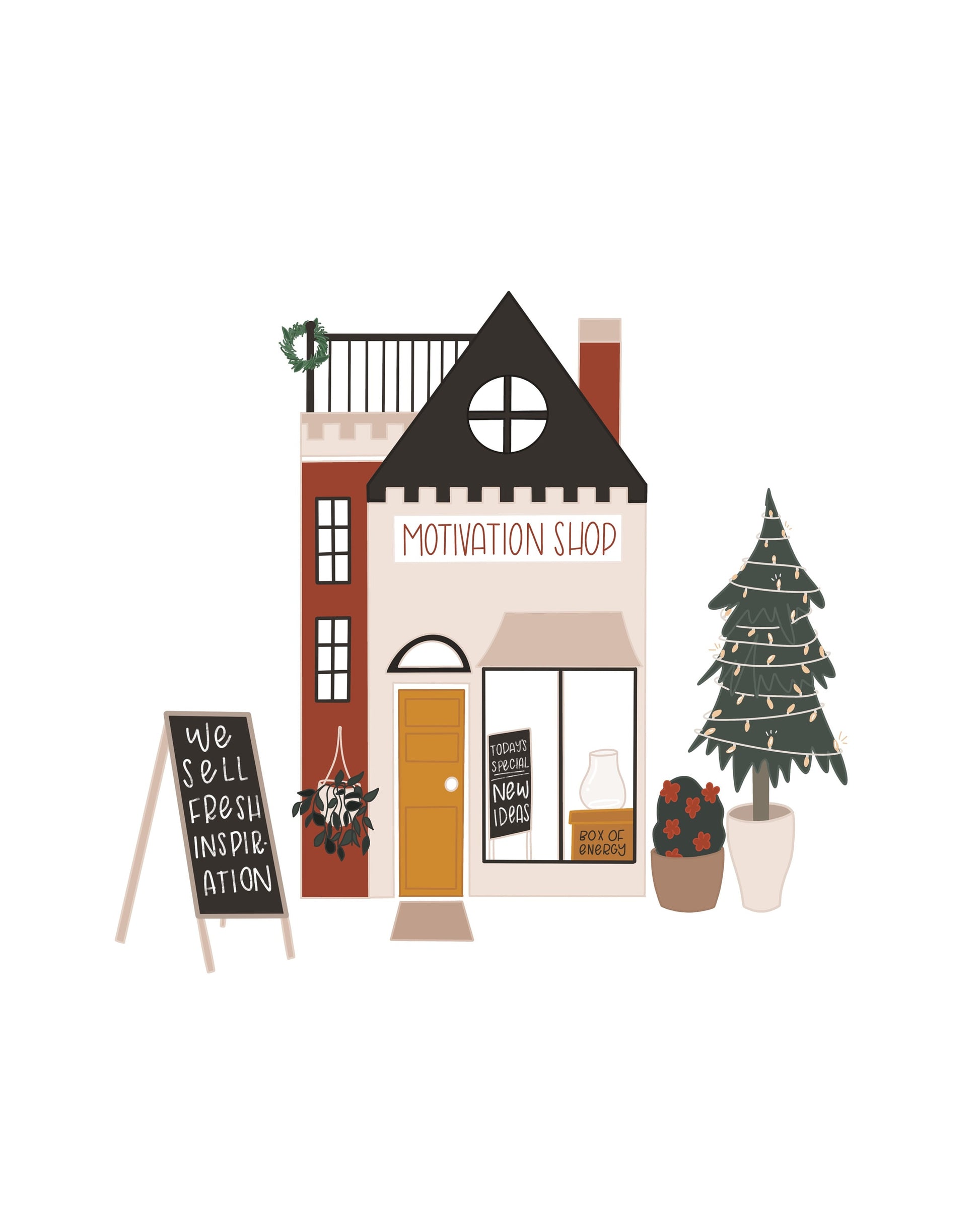 Motivation House (UNFRAMED) // cute house illustration