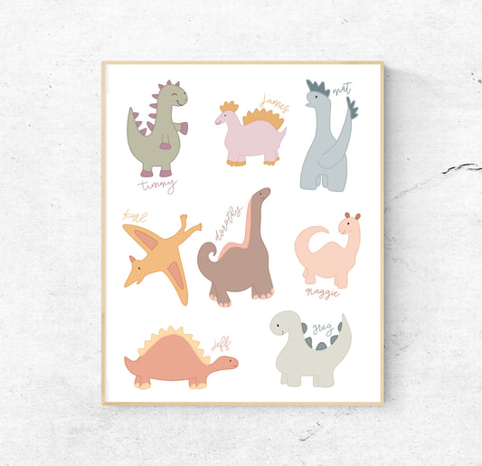 8x10 Dinos With Names - Unframed