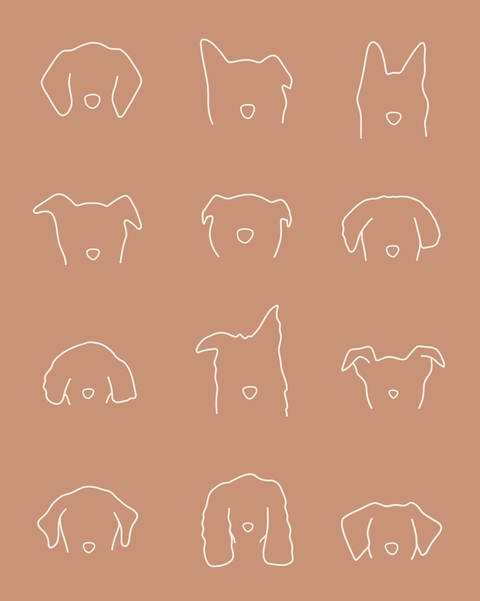 8x10 Dog Outlines - Unframed