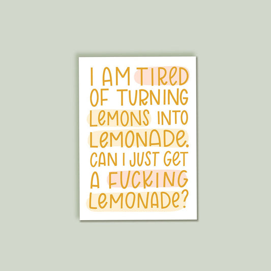 5x7 Lemons Into Lemonade Funny Card / With Envelope