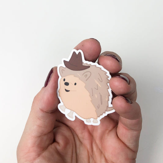 Hedgehog // Hedgehog with a Hat Sticker // positivity sticker