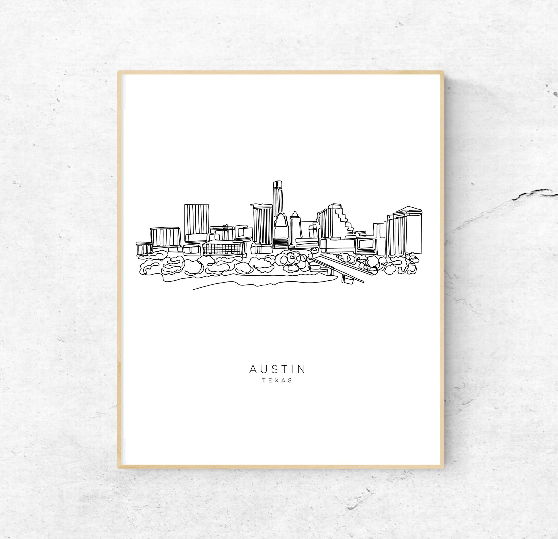 AUSTIN 8x10 Single Line Art Print - Unframed