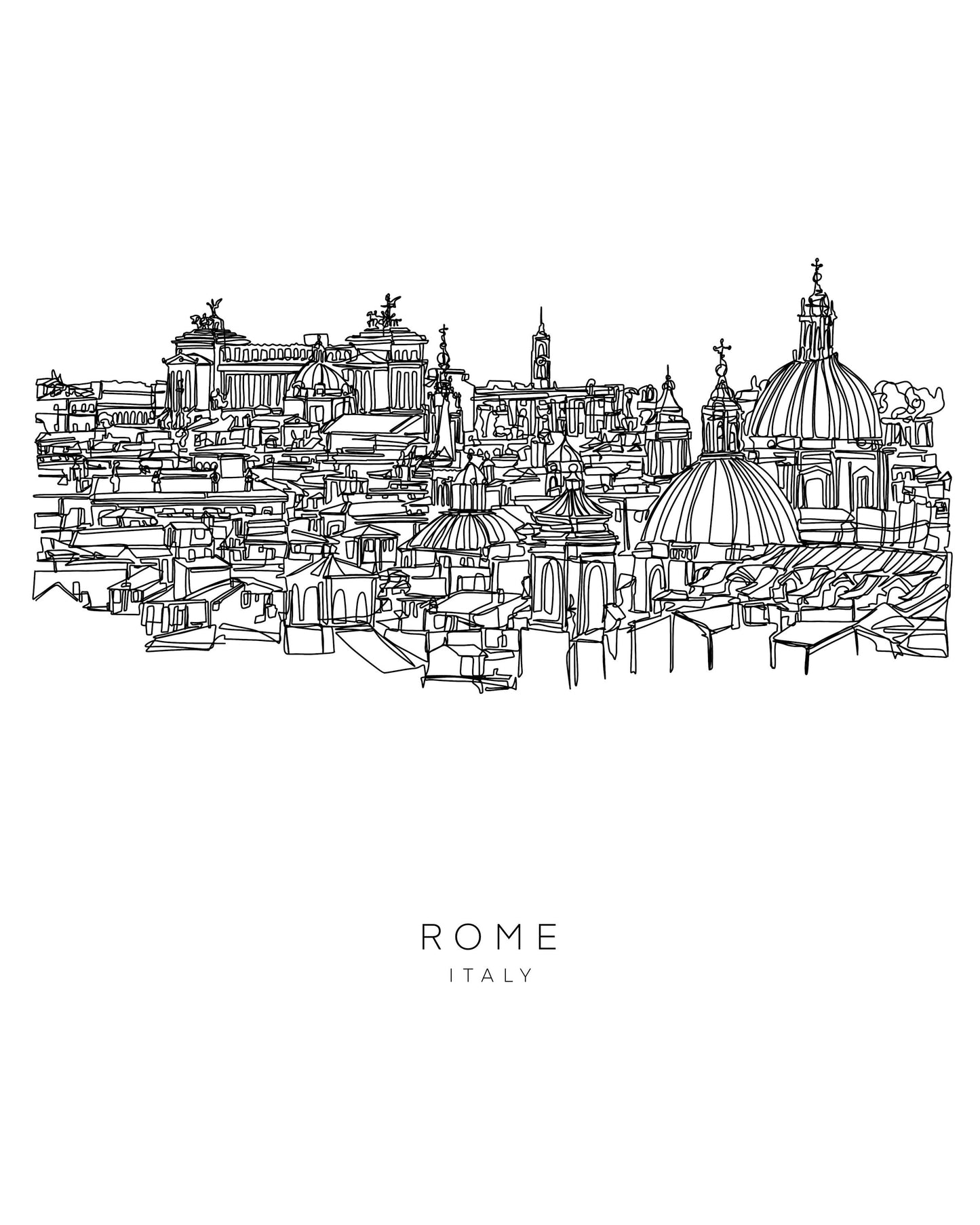 ROME CITY 8x10 Single Line Art Print // Black and White // Unframed