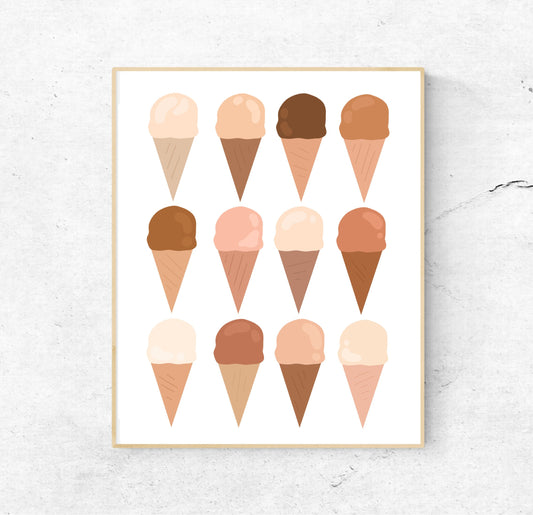 ICE CREAM CONES Peach Print | 8x10 - Unframed | Illustration