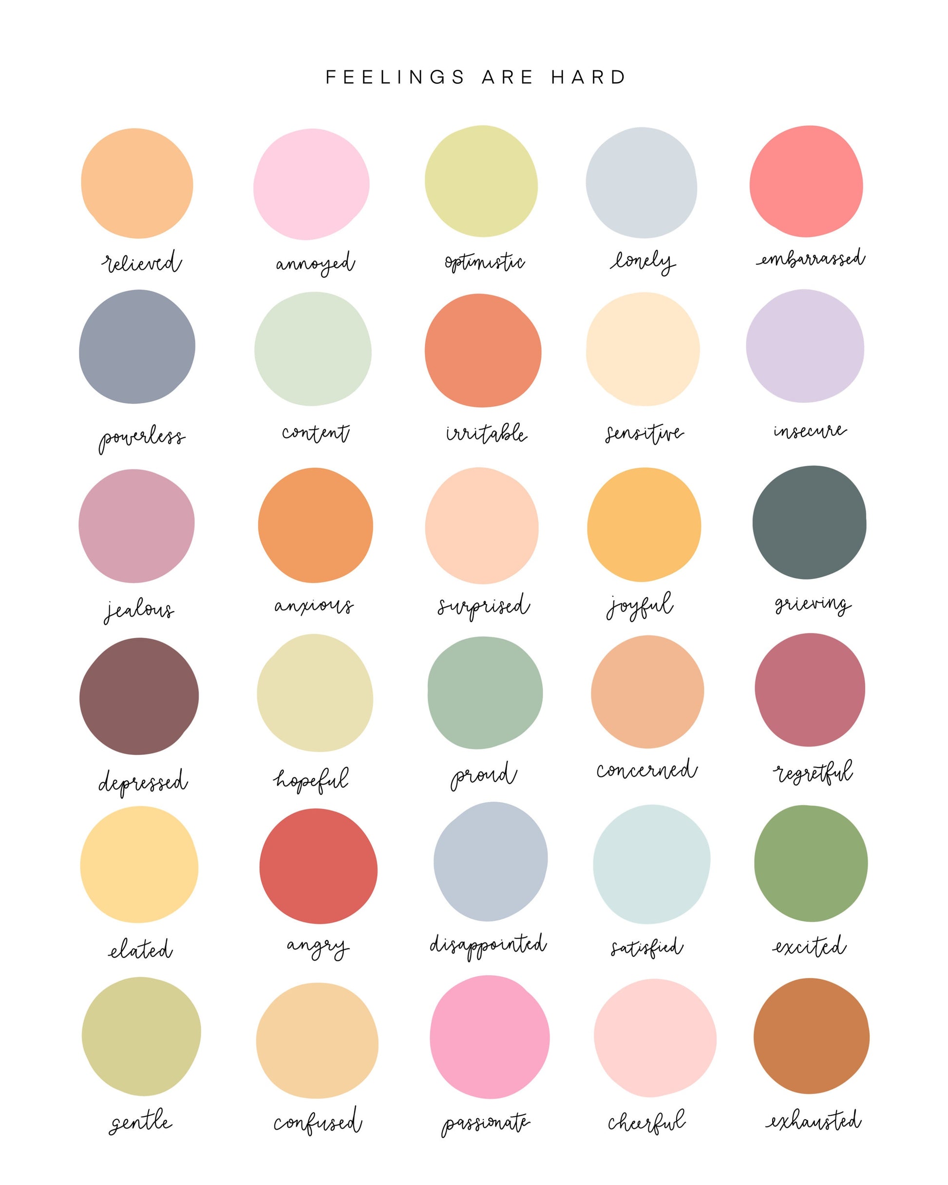 FEELINGS are HARD Color Dots | 8x10 Print Unframed